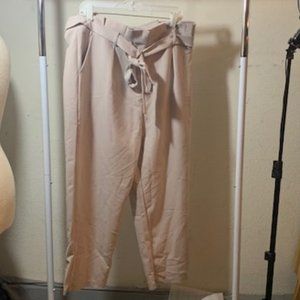 Find Women's Silver High Waist Belted Paper Bag Hem Trousers 2XL NIB
